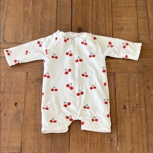 Fin & Vince Cherry long sleeve one piece swimsuit rash guard 0-3 months zipper